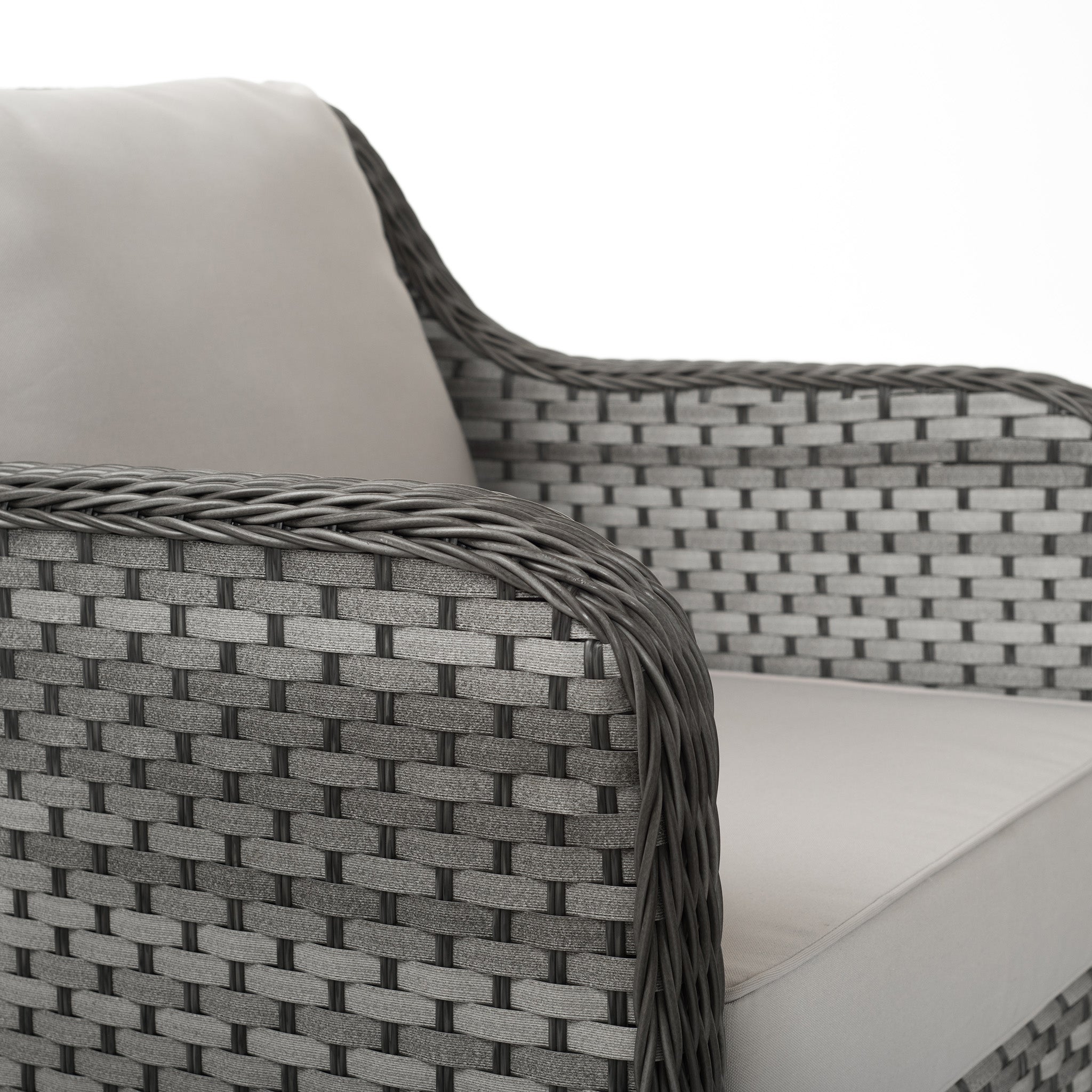 Islyea | 3 Seater Sofa with 2 Armchairs and Coffee Table in Grey Rattan - Italiancityfurniture