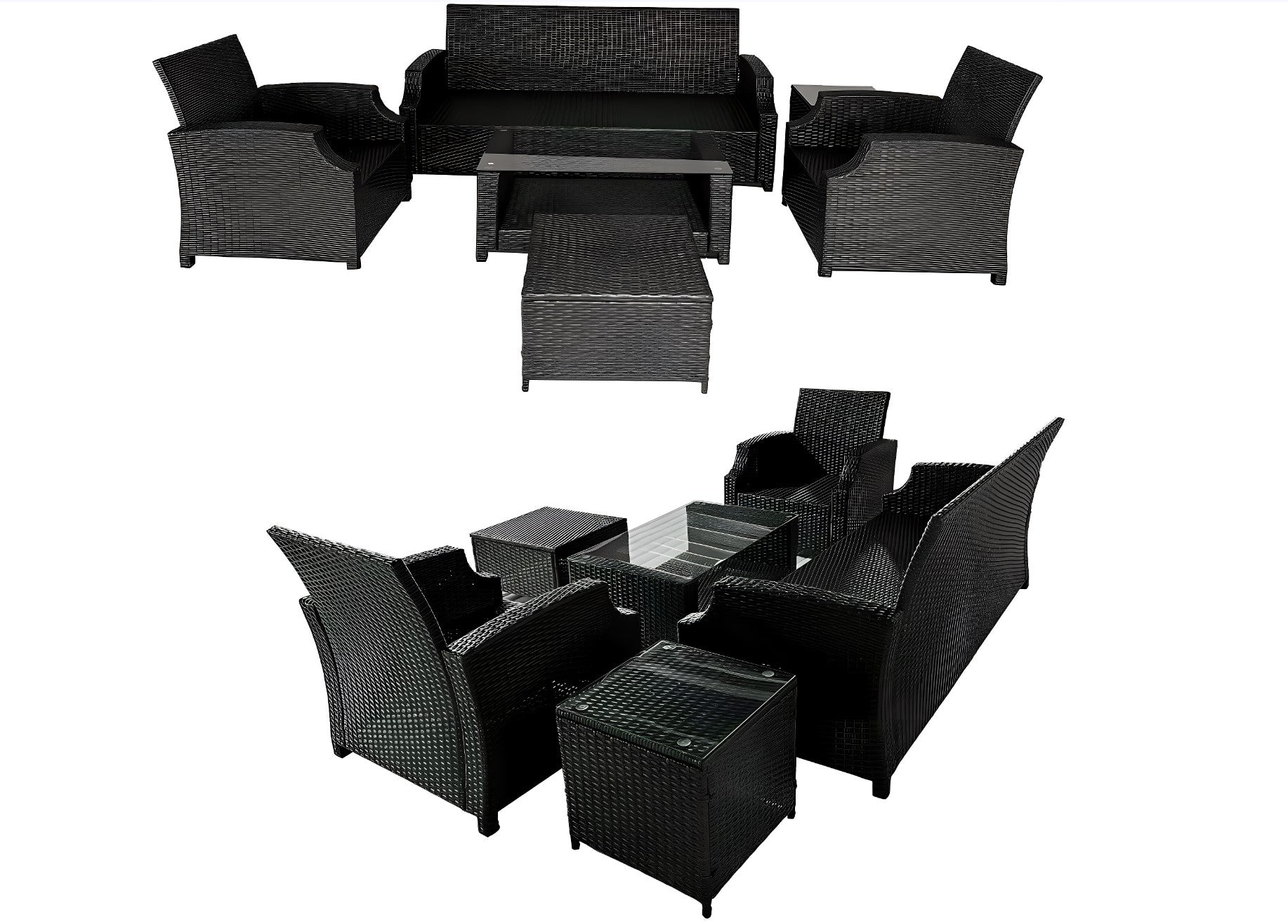Rattan Garden Furniture Set Patio 6 Seater Sofa Chair Stools Table Storage box - Italiancityfurniture