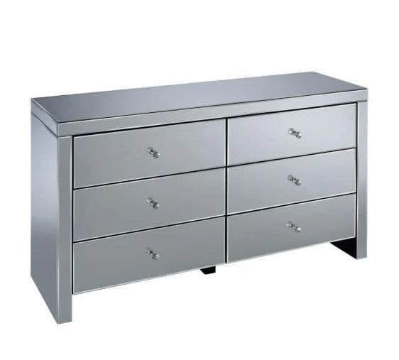 6 Drawer Clear Mirrored Sideboard