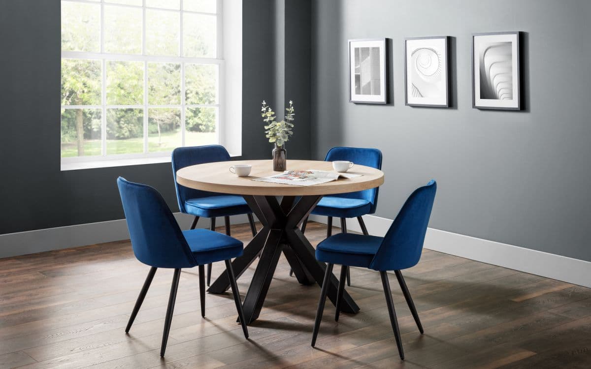 Ardwick Round Table & 4 Kimberly Blue Chairs