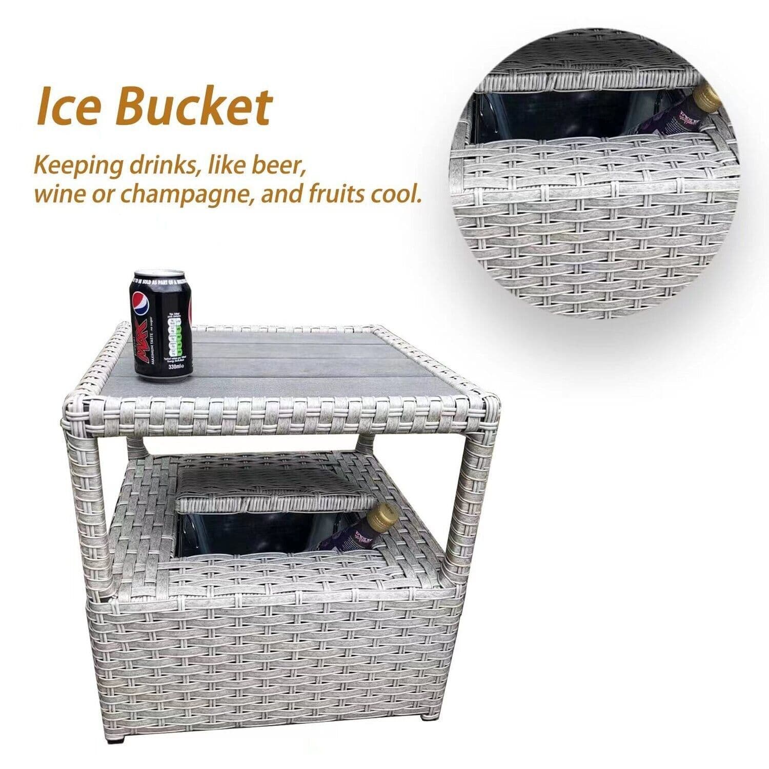 Ber  Rattan Recliner with Ice Bucket
