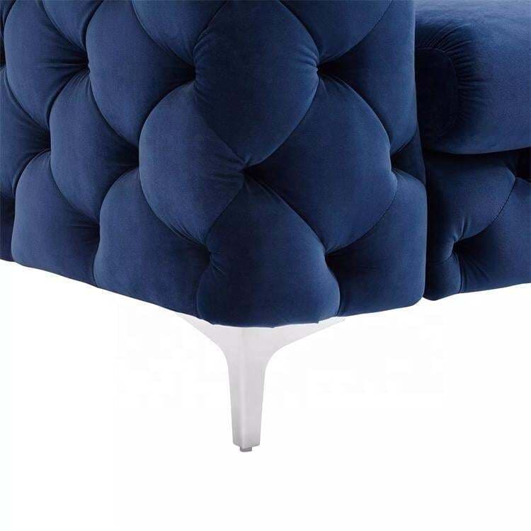 Chesterfield Sofas Sets In Luxury Navy Blue Velvet