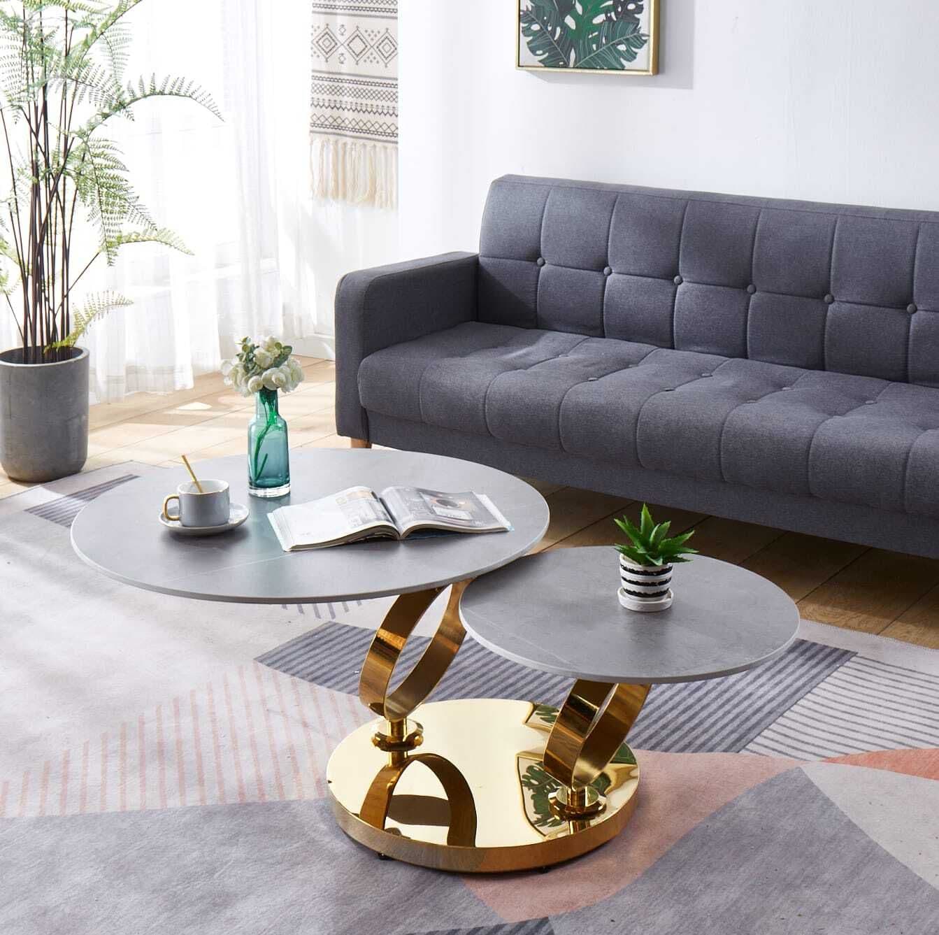 Coffee Table With Gold And Sliver Stand