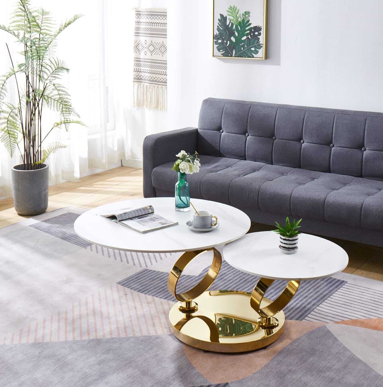 Coffee Table With Gold And Sliver Stand