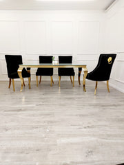 Elouise Gold Dining Set + 4 Luxury Black Chairs