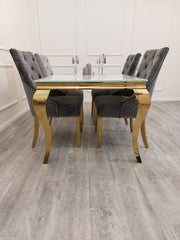 Elouise Gold Dining Set With 4 Dark Grey Luxury Chairs