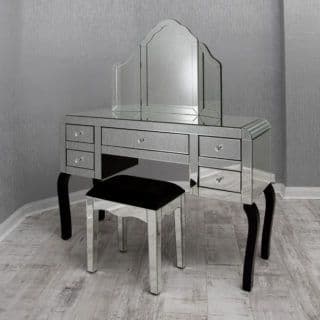Grey Mirrored Creeper Dressing Table Set