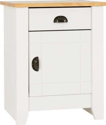 Ludlow 1 Drawer 1 Door Bedside Cabinet-White/Oak Lacquer