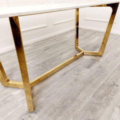Lukan 1.8M Gold Sintered Stone Top Table With 4 Etta Chairs