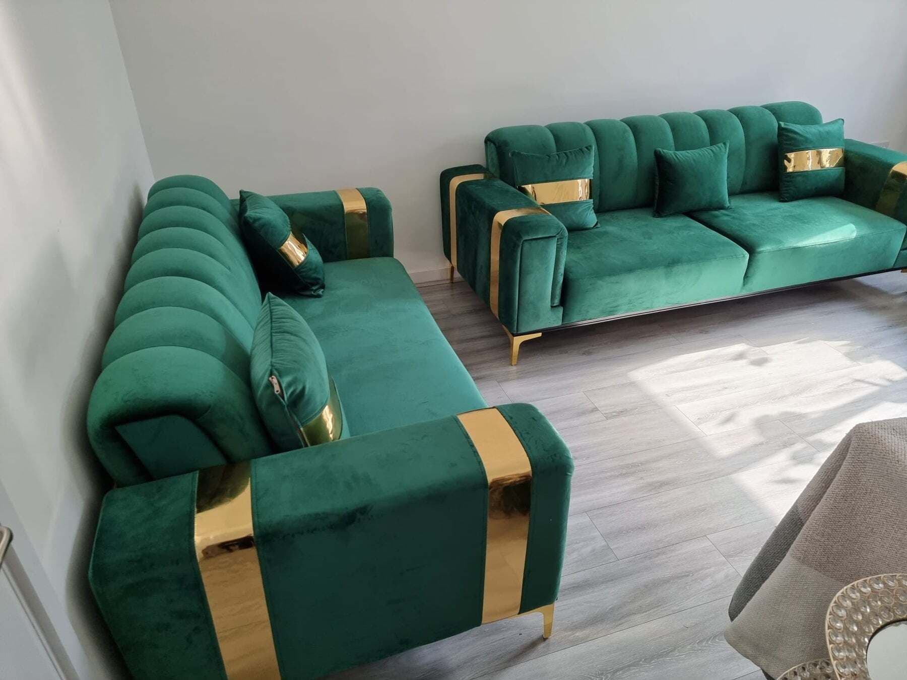 Lyo Sofa Sets In Luxury Cream/Navy Blue Or Grey Velvets