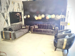 Lyo Sofa Sets In Luxury Cream/Navy Blue Or Grey Velvets