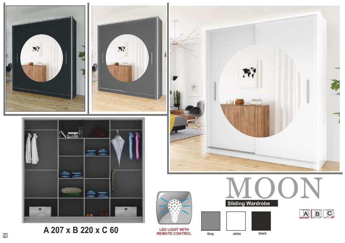 Moon Wardrobe Available In Black Grey White Colours