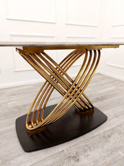 Riona 1.8M Gold Dining  Table With 4 Etta Chairs