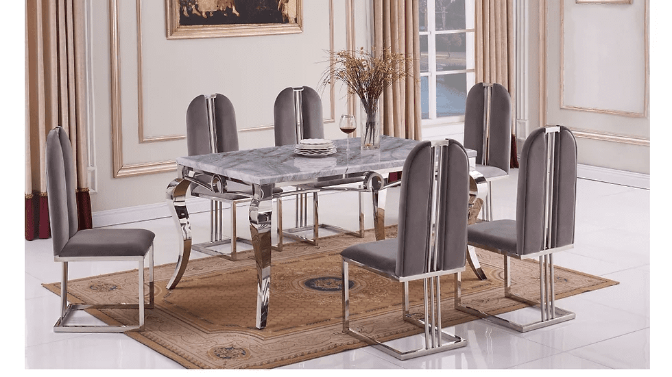 Sarah Dining Table Grey Marble
