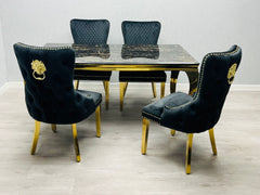 Sofia 160cm Black & Gold Frame Marble Table